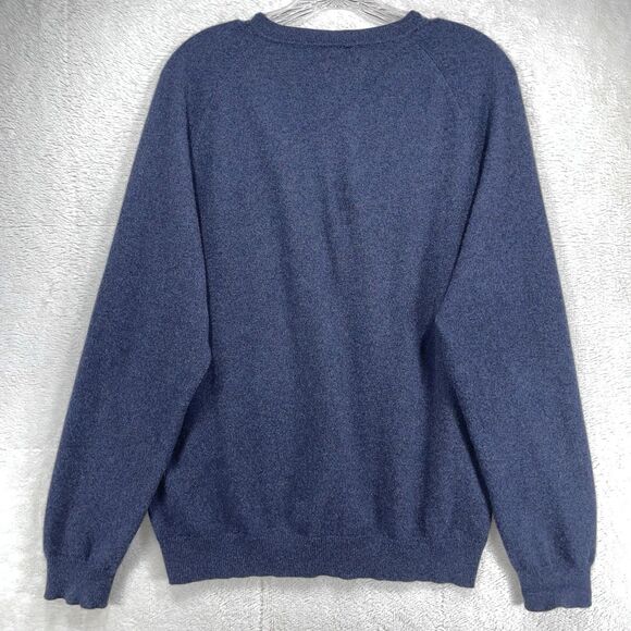 Tasso Elba Navy Blue Sweater Mens M Fine Cashmere V Neck Preppy Academia - Picture 2 of 6